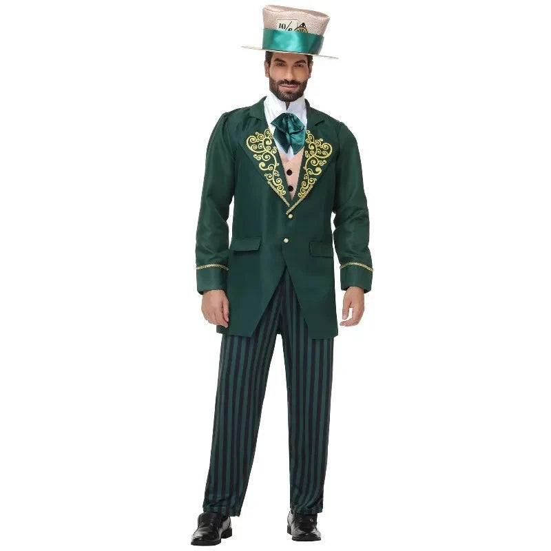 Green hatter couples Halloween costume with gold embroidered jackets - view 4