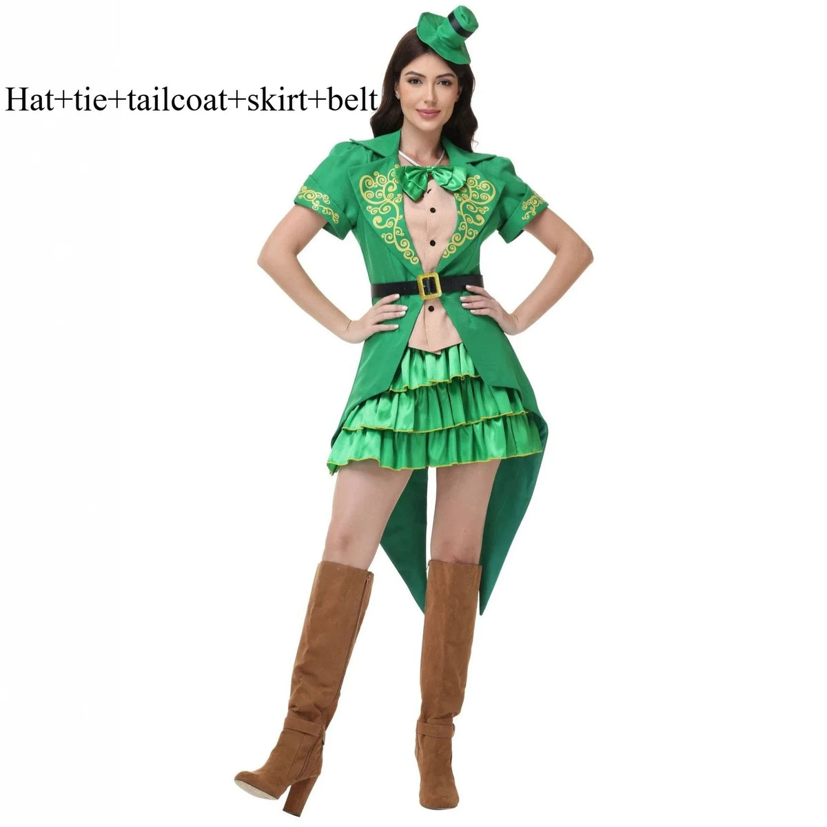 Green hatter couples Halloween costume with gold embroidered jackets - view 6