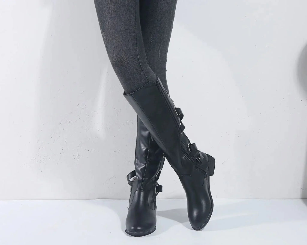 Elvi Lace Up Knee High Riding Boots - view 2