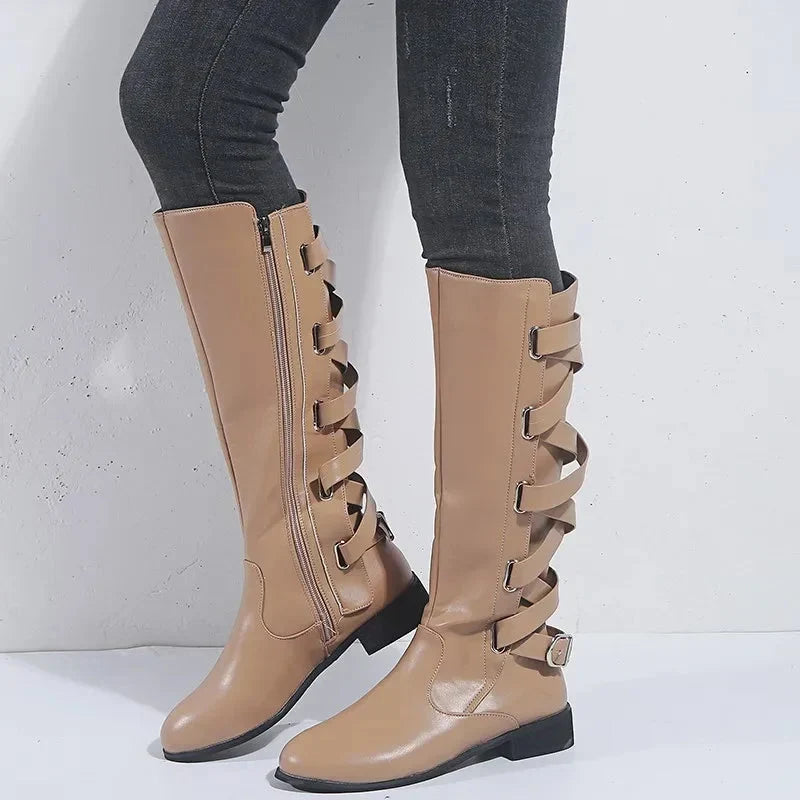 Elvi Lace Up Knee High Riding Boots - view 3