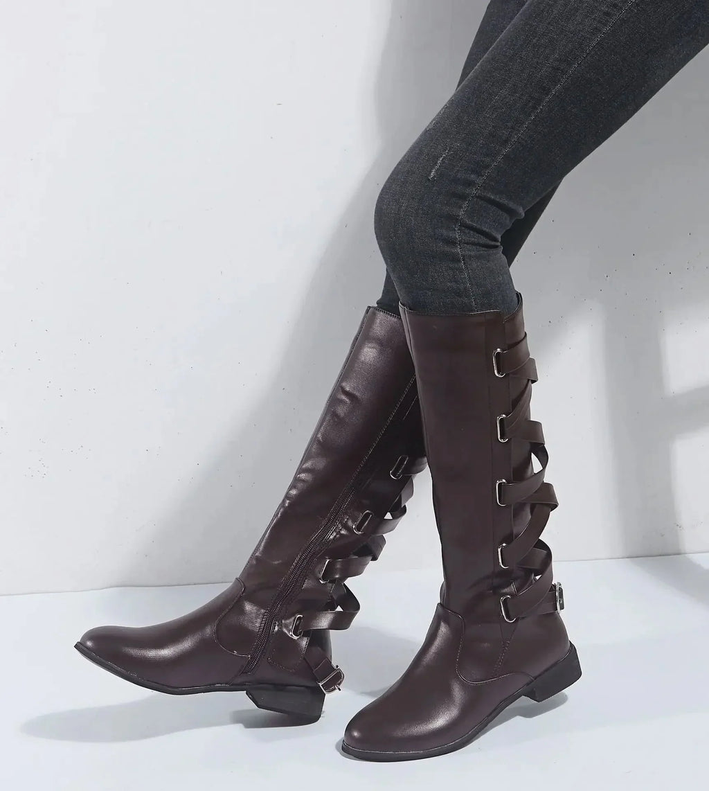 Elvi Lace Up Knee High Riding Boots - view 4