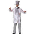 Women's ghost bride Halloween costume dress with lace-up bodice, tulle flared sleeves and tattered hem - view 7