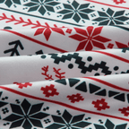 Matching family Christmas pajamas with red and green reindeer and snowflake print and gray ribbed cuffs - view 14