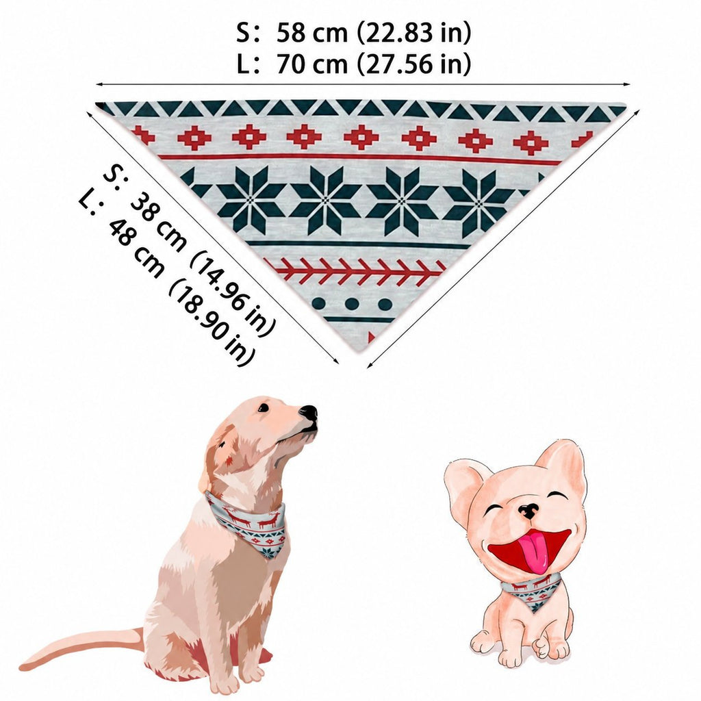 Matching family Christmas pajamas with red and green reindeer and snowflake print and gray ribbed cuffs - view 7