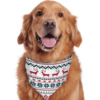 Matching family Christmas pajamas with red and green reindeer and snowflake print and gray ribbed cuffs - view 8