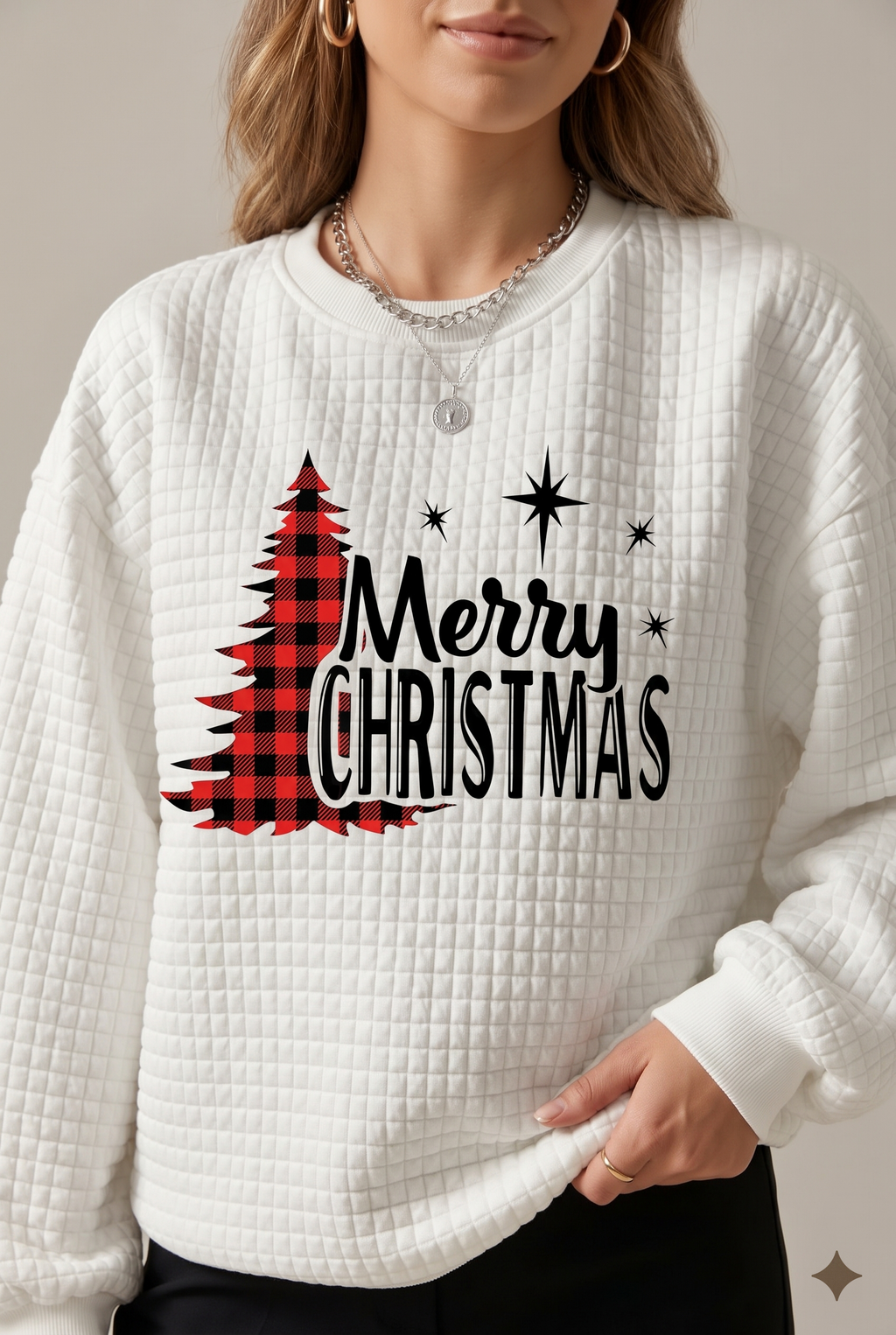 Holly christmas tree print crew neck sweatshirt - view 2