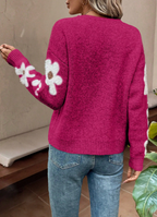 Fleur floral applique oversized knit sweater - view 11
