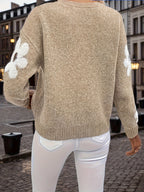 Fleur floral applique oversized knit sweater - view 8