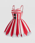 Women's red and white striped clown Halloween costume dress with pointed tulle hem - view 4