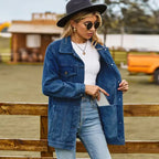 Greta longline lapel denim jacket - view 11