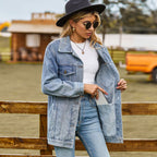 Greta longline lapel denim jacket - view 5