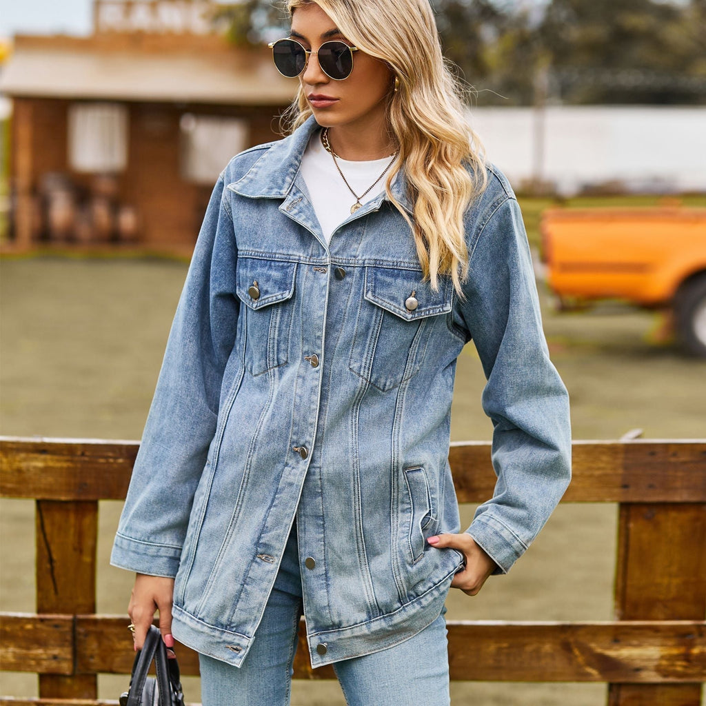 Greta longline lapel denim jacket - view 6