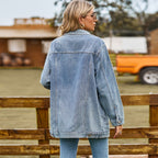 Greta longline lapel denim jacket - view 7