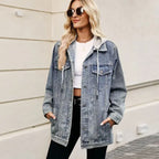 Greta longline lapel denim jacket - view 8