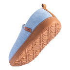 Women's fleece lined slippers with heathered slip-on upper, tan pull tab and patterned hard sole house shoes - view 11