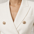 White two-piece set with padded-shoulder cropped blazer and long pleated skirt - view 10