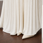 White two-piece set with padded-shoulder cropped blazer and long pleated skirt - view 9