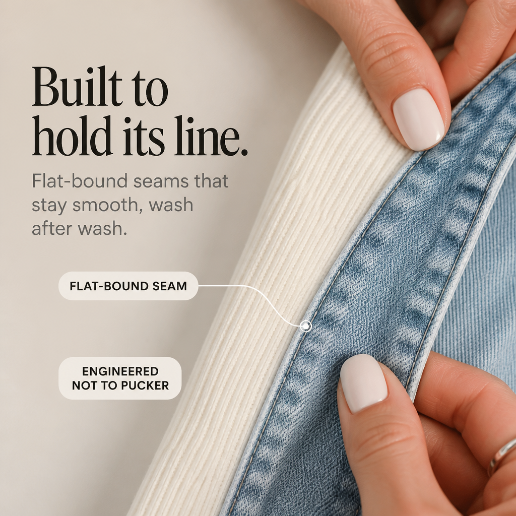 Longline cream ribbed cardigan with denim lapels and hem - view 4