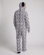 Men's Dalmatian dog Halloween costume in spotted plush fleece with floppy ear hood - view 3