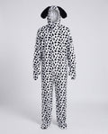 Men's Dalmatian dog Halloween costume in spotted plush fleece with floppy ear hood - view 4