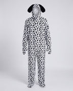 Men's Dalmatian dog Halloween costume in spotted plush fleece with floppy ear hood - view 4