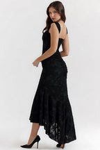 Corset mermaid cocktail dress with ruched waist and high-low hem - view 2