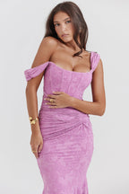 Corset mermaid cocktail dress with ruched waist and high-low hem - view 7