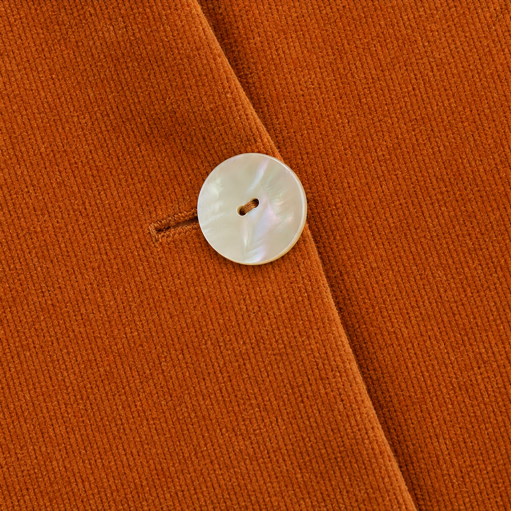 Burnt orange one-button jacket with asymmetric hem and band collar - view 10