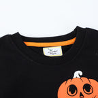 Kids black Halloween sweatshirt with ghost and jack-o'-lantern balloon print - view 3