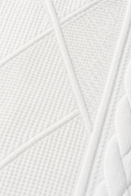 White textured knit blazer women wear for work, with stand collar, cable pattern and three-button front - view 9