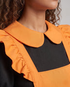 Women's maid Halloween costume dress with ruffled apron, Peter Pan collar and puff sleeves - view 2