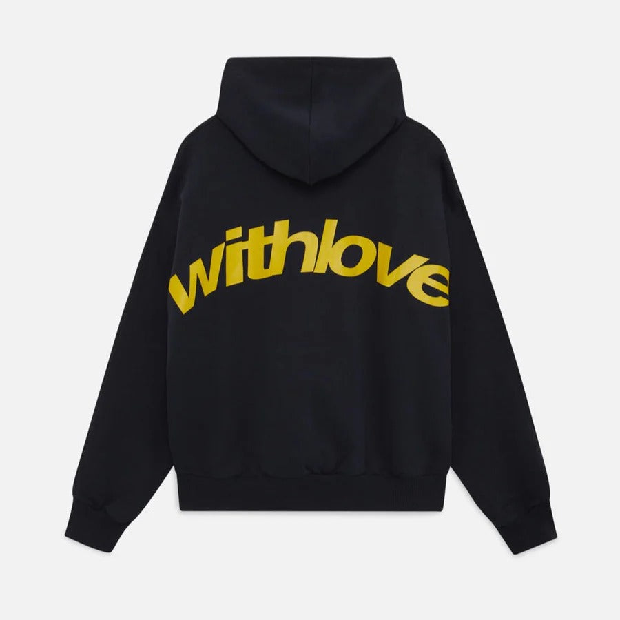 Oversized pullover hoodie with large curved back graphic print and ribbed cuffs - view 10