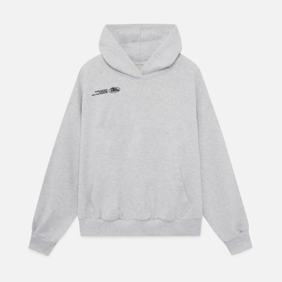 Oversized pullover hoodie with large curved back graphic print and ribbed cuffs - view 7