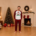 Matching Christmas pajamas with Merry Christmas Santa hat top and red check pants for the family - view 2