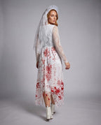 Women's blood-splattered bride and nurse Halloween costume dress - view 3