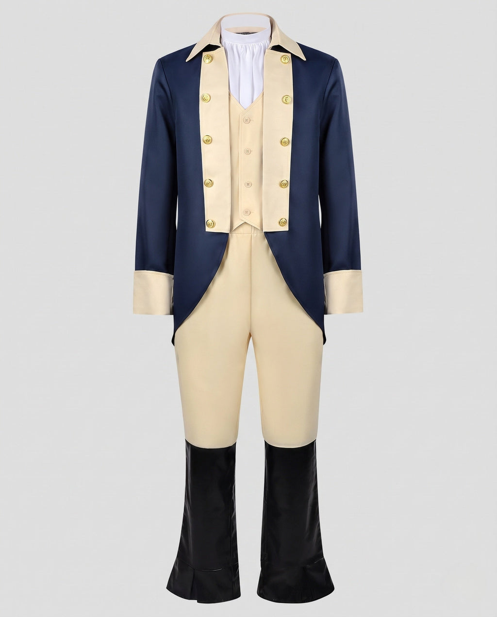 Men's colonial costume with navy tailcoat, cream vest and cream pants - view 4