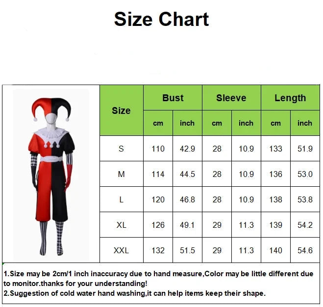 Red, black and white harlequin jester couples Halloween costume, tulle-skirt dress and two-tone jumpsuit - view 6