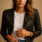 Fitted black womens moto jacket with asymmetric zip, snap lapels and ribbed shoulders - view 2