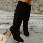 Lillie Contrast Stacked Heel Knee High Boots - view 3
