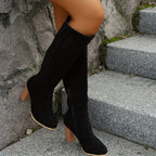 Lillie Contrast Stacked Heel Knee High Boots - view 8