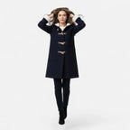 Linda hooded toggle coat with shearling trim - view 2