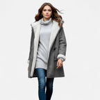 Linda hooded toggle coat with shearling trim - view 5
