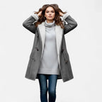 Linda hooded toggle coat with shearling trim - view 6