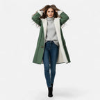 Linda hooded toggle coat with shearling trim - view 9