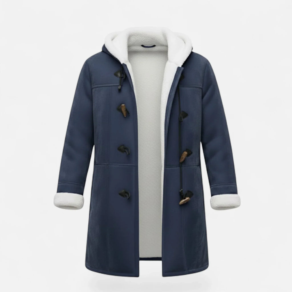 Linda hooded toggle coat with shearling trim - view 13