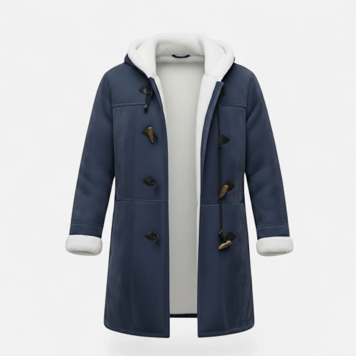 Linda hooded toggle coat with shearling trim - view 13