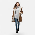 Linda hooded toggle coat with shearling trim - view 17