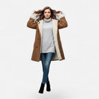 Linda hooded toggle coat with shearling trim - view 18