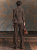 Brown plaid zip-up jacket for women with raglan sleeves - view 4