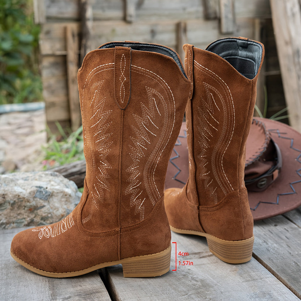 Luella Contrast Embroidered Western Boots - view 4